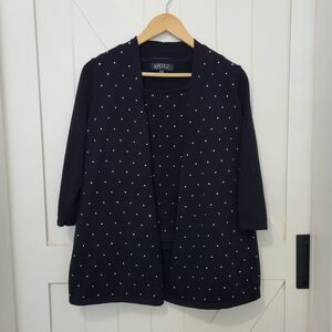 NWT Kasper 2 Piece Embellished Sweater Open Front Cardigan & Tank Set Women's PM